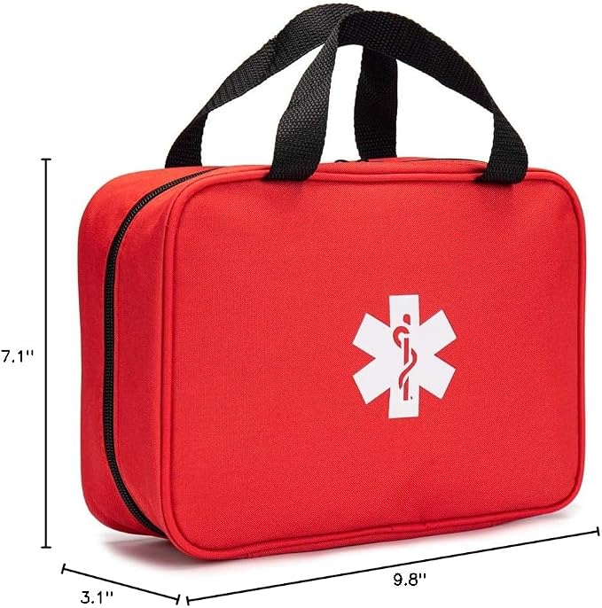 Red First Aid Bag Empty Travel Rescue Pouch First Responder Storage Medicine Emergency Bag for Car Home Office Kitchen Sport Outdoors (Red with Folders) - Image 7
