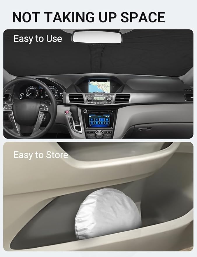 Proadsy Custom Fit Car Windshield Sun Shade for 2011-2017 Honda Odyssey | 240T Heat Shield, Drops Temp 54°F, Blocks 99% UV, Prevents Dashboard Cracking, Summer Parking & Beach Trips, Easy Twist-Fold - Image 8