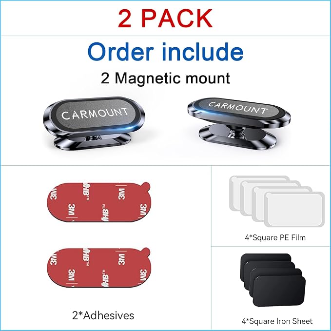 【2-Pack】 Magnetic Phone Holder for Car【Strong Magnets】 Carmount 2.0 Magnetic Phone Mount for Car【360°Rotation】 Car Mount for Cell Phone Holders for Your Car for All Smartphones & All Car Models - Image 8