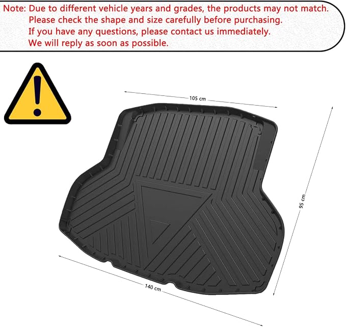 YQ Cargo Mats for 2016-2021 Honda Civic Sedan All Weather TPO Custom Fit | Sedan ONLY, Not for 2-Door/Hatchback, Fits 10th Gen, 3D Laser Scan Custom Fit, Waterproof Non-Slip Trunk Accessories - Image 9