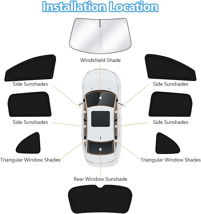 KUST Car Window Shades for Honda CRV 2017-2022 CR-V Accessories Windshield Sun Shade Side Rear Window Covers Sunshade Privacy Protection for Camping Blackout UV Block Full Set 8PCS - Image 8