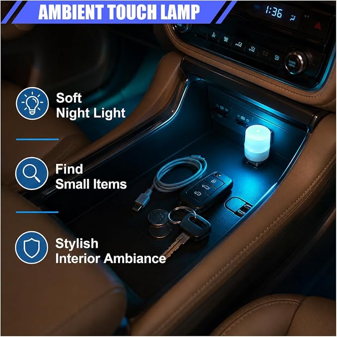 2PCS USB LED Car Interior Atmosphere Lamp, Plug and Play, Ice Blue | Mini Portable LED Ambient Night Light, Universal Vehicle Decorative Lighting Accessories for Car Interior & Home Decors - Image 6