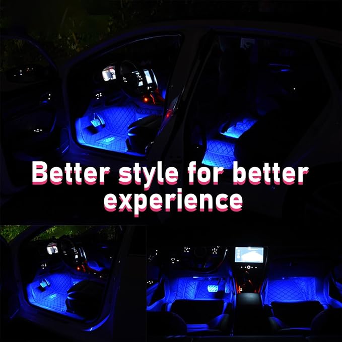 Car LED Strip Light, 24 LEDs RGB Neon Interior Atmosphere Lights, 12V Under Dash Ambient Night Light, USB Port Auto Interior Decorative Lamp, Universal Car Accessories (Blue) - Image 6