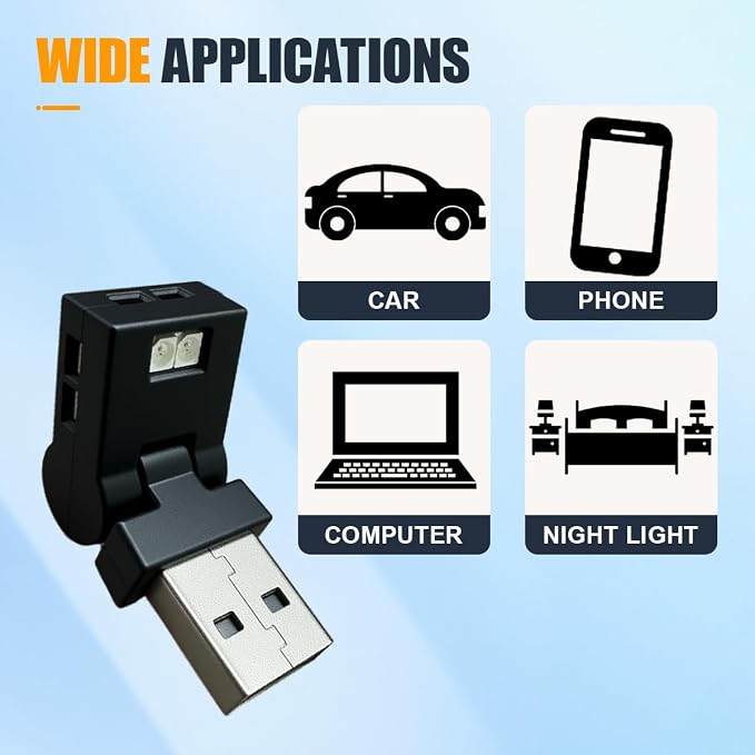 Mini USB LED Light, Portable Adjustable Brightness Car 7 Color RGB Dynamic Ambient Lights, Plug-in Auto Interior Night Atmosphere Lamp Decoration Accessories for Laptop Home(2PCS) - Image 6