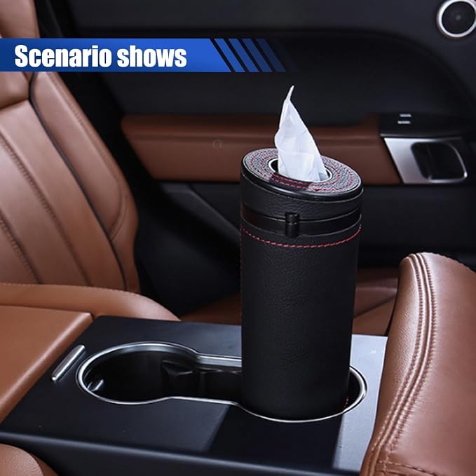 Car Tissues Holder, Multifunctional Tissue Cylinder Boxes, Car Tissues Canned, Travel Tissue Tubes, Car Box Container Fit for Car Cup Holder Home Bathroom Office (Black) - Image 6