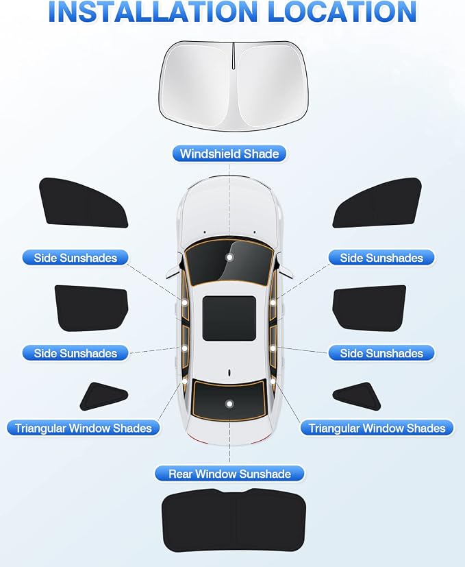 Canvcle Sunshades for 2020-2025 2026 Ford Escape Windshield Sun Shade Side Rear Window Shade Cover Kit Sun Visor Shield Privacy Protection Keep Vehicle Cool Black 8PCS - Image 6