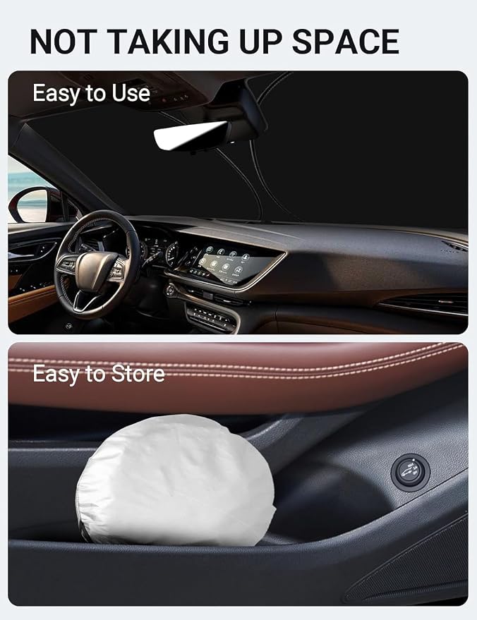 Proadsy Custom Fit Car Windshield Sun Shade for 2021-2025 Buick Envision | 240T Heat Shield, Drops Temp 54°F, Blocks 99% UV, Prevents Dashboard Cracking, Summer Parking & Beach Trips, Easy Twist-Fold - Image 8