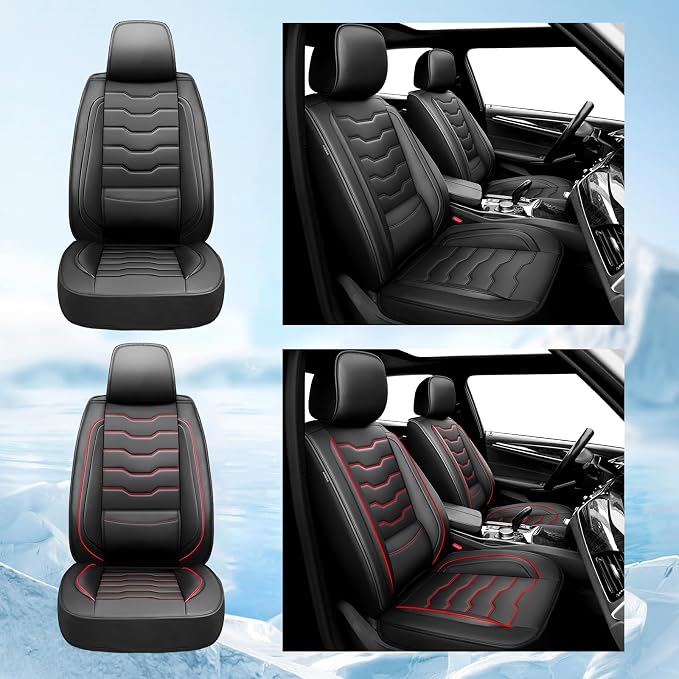 Fit Altima Car Seat Covers for Nissan Altima 2010-2025 2026- Full Set Premium Leather, Waterproof&Breathable, All-Weather Seat Cushion Protecto & Airbag Compatible, 2 Front Seat Black - Image 9