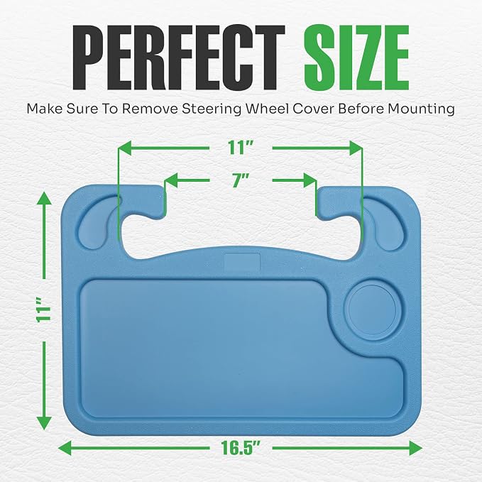 lebogner Steering Wheel Tray, Car Food Trays For Eating, Laptop, Tablet, Or Notebook, Hook On Auto Steering Wheel Desk Table, For Most Vehicles Steering Wheels, Travel Car Accessories, Light Blue - Image 7