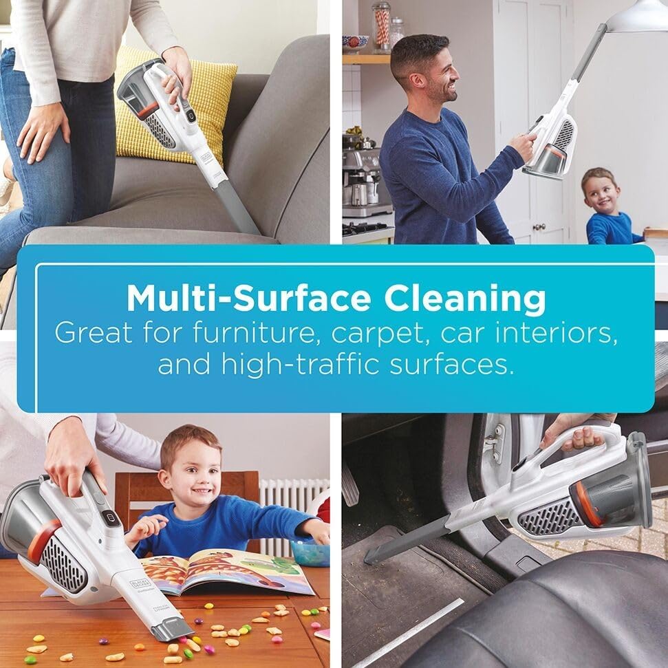 BLACK+DECKER Dust Buster Hand Held Vacuum Cordless Rechargeable, Portable Vacuum for Car, Extended Runtime, Powerful Suction, Extra Long Crevice Tool, AdvancedClean+ (HHVK320J10) - Image 6