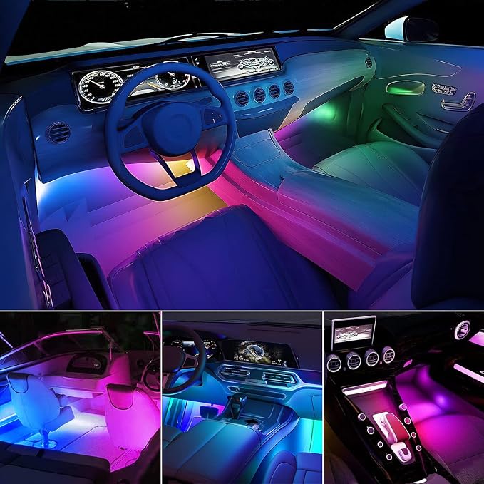 Nilight 4PCS USB Car Interior Lights Dream Color App and Remote Control | 72LED 5V DC RGB-IC Music Car Neon Accent Light Strips Under Dash Lighting Kit with Sound Active Function - Image 7