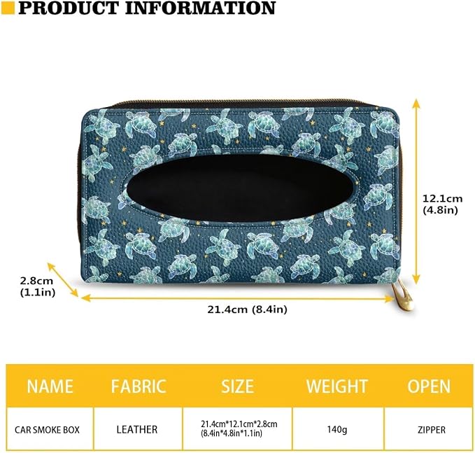 Biyejit Car Tissue Holder, Turtle Pattern Premium Sun Visor Napkin Case, Hanging Car Accessories Used to Organize Paper Towels and Storage Small Items - Image 6