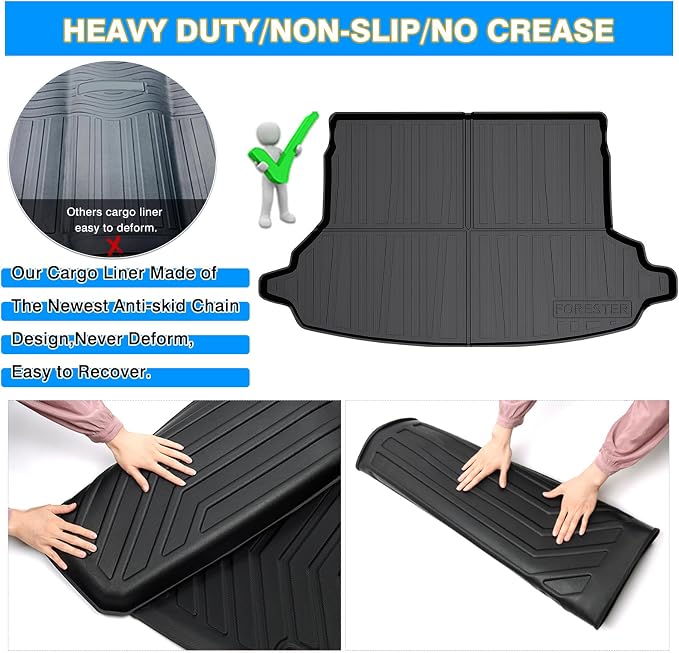 Powerty Trunk Mat for 2019-2024 Subaru Forester Without Subwoofer, All Weather TPE Cargo Mat Liner for Forester Rear Trunk - Image 6