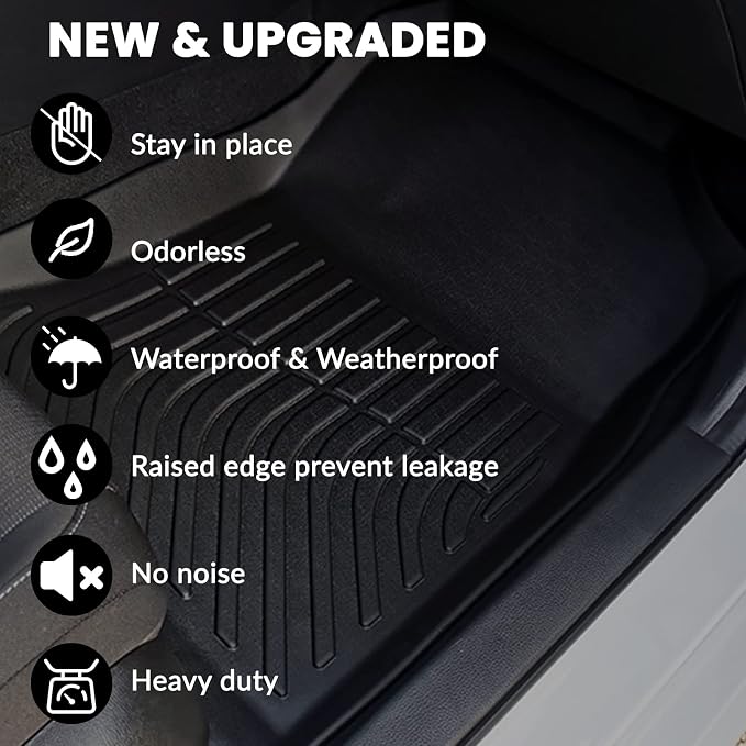 AUXKO All Weather Floor Mats for Honda Civic 2026-2022 Acura Integra 23-26 | Sedan,Hatchback,Si,Sport,2nd Row w/ & w/o USB Port,Not Hybrid,Odorless,Rain&Salt Resistant,Accessories,Pet Friendly - Image 7
