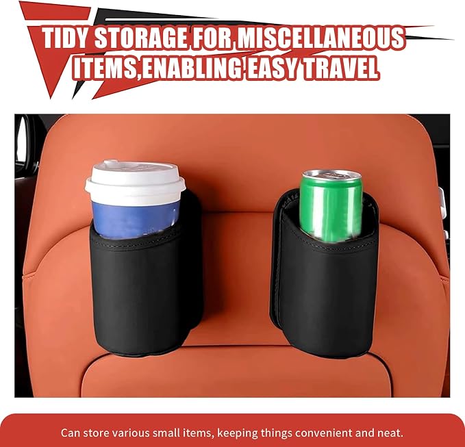 Car Door Cup Holder, Clip On Waterproof Car Window Cup Holder, Multifunctional Leather Door Storage Pocket, Universal Auto Interior Organizer Accessories for Most Cars (Black) - Image 6