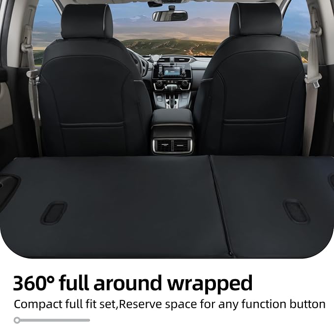 Lolcar CRV Seat Covers Custom Fit for Honda CRV 2017 2018 2019 2020 2021 2022,Leather Car Seat Cover Full Set for Trucks SUV,Waterproof Car Seat Cushion,Faux Leather(Black/Gray) - Image 6