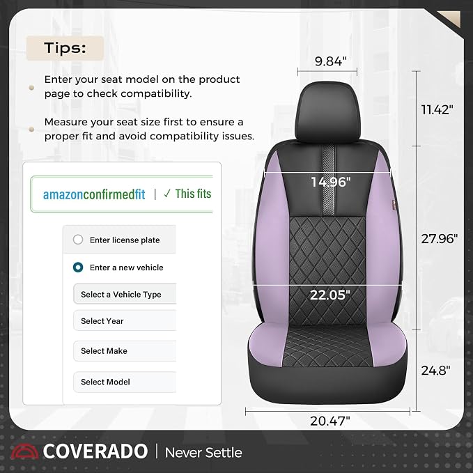 Coverado Car Seat Covers Full Set, Automotive Leather Seat Covers for Car,Universal Fit Front Back Seat Cover, Non-Slip Waterproof Breathable Car Seat Protector - Image 8