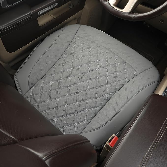 GIANT PANDA Bottom Seat Cover for Trucks&SUV, Front PU Leather Driver Seat Protector Fit for Chevy,Ram,Toyota,GMC,Ford F150 F-Series (2PCS-Grey) - Image 9