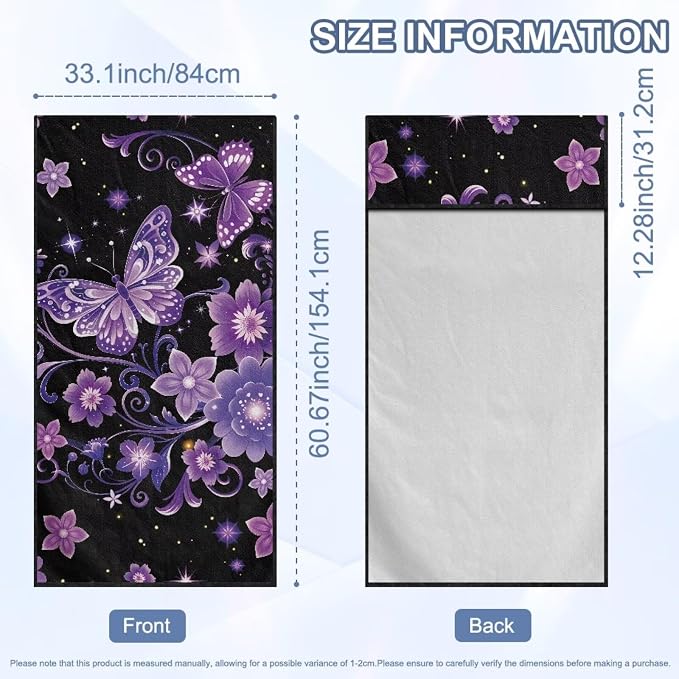 Purple Butterfly Flower Car Seat Towel with Storage Bag Sweat Car Seat Cover Protector Butterfly Print Auto Interior Accessories Driver Seat Cushion Cover Towel for Yoga Swimming After Gym - Image 7