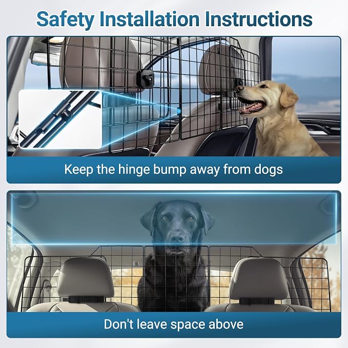 rabbitgoo Dog Car Barrier for SUV, Heavy-Duty Steel Wire Pet Gate, Foldable | Adjustable Universal-Fit Divider, Triple Folding for Cargo Area Vehicles Trucks Safety Travel - Image 9