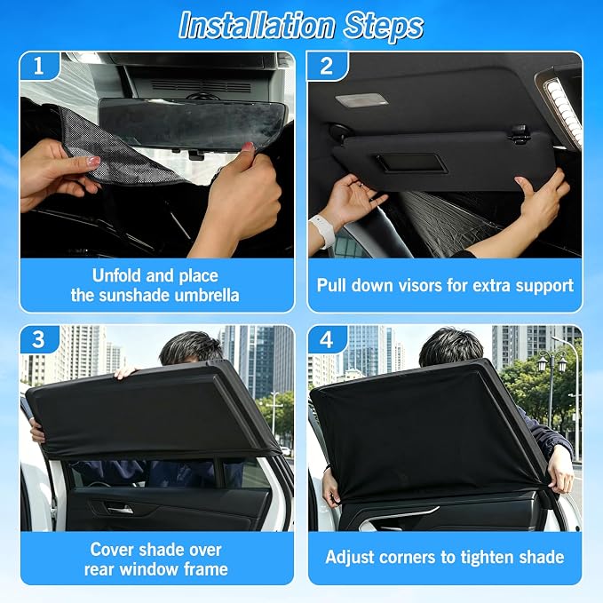 KUST Windshield Sun Shade Umbrella for Honda CR-V 2023 2024 2025 2026 Rear Window Shades 100% UV Protection and Blackout Privacy 5PCS Car Window Covers Accessories - Image 7