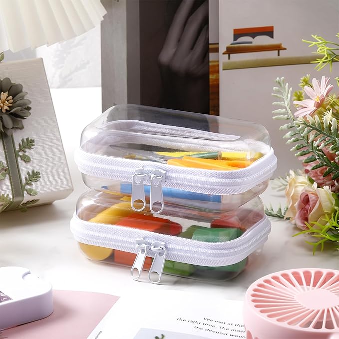 Ceenna 2 Pcs Clear Zipper Case Hard Shell Pouches,2 Mini | Multiple Sizes Plastic Makeup Bags Pencil Case Organizer Diaper Bag Pouches Clear Travel Toiletry Bag for Women - Image 7