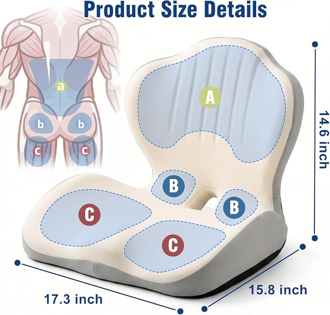 Car Seat Cushion Office Chair Cushion with Lumbar Support Pillow | Ergonomic Seat Cushion for Relieve Sciatica & Tailbone Pain, Ideal for Car Driving Truck Office Chairs Wheelchairs Home Use - Image 8