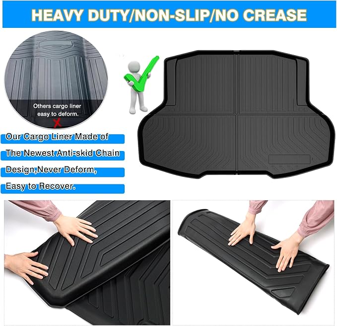 Powerty Trunk Mat for Honda Civic Sedan 2016-2021(Not for 2-Doors Models & Hatchback), All Weather TPE Cargo Mat Liner for Civic Rear Trunk - Image 5