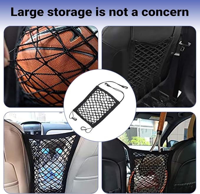 Car Pet Barrier Net, Double-layer Coarse Mesh Partition Between Front Seats, 11.4" x 10.2" Rear Seat Mesh Barrier with Storage, Universal for Most Cars, Trucks, SUVs (Black) - Image 6