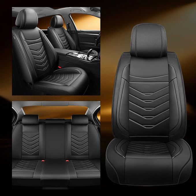 Fit Renegade Car Seat Covers Compatible with Jeep Renegade 2015-2021 2022 2023.Full Coverage Waterproof Leather,Compatible with Airbag,All - Weather Seat Cushion Protector (Full Set, Black) - Image 9
