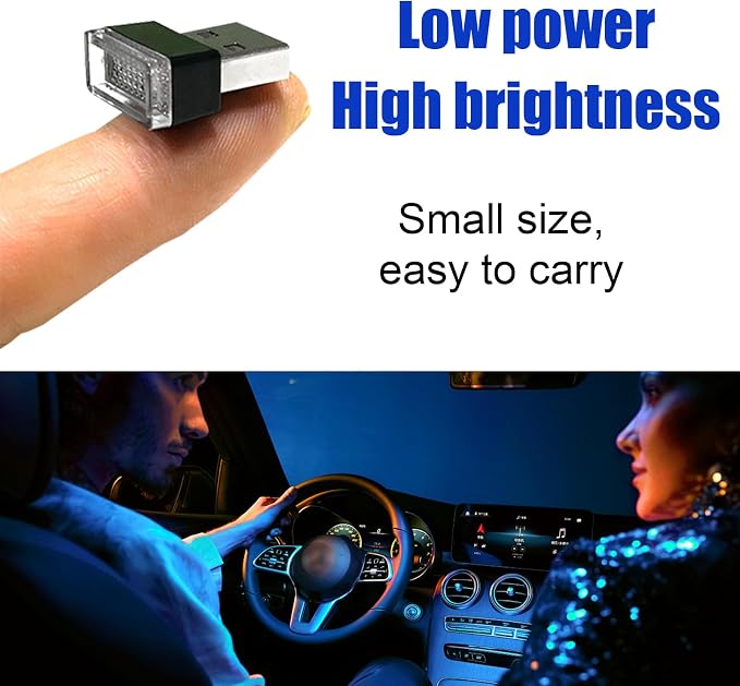 4 PCS USB LED Car Interior Atmosphere Lamp, Portable Mini LED Night Light, Plug-in USB Interface Trunk Ambient Lighting Kit, Universal Interior Car Accessories (Red) - Image 6