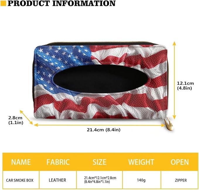 Biyejit 2 Pack Car Tissue Holder, 3D American Flag Car Mask Holder, Car Sun Visor Napkin Holder Backseat Tissue Case,Pu Leather Tissues Box - Image 6