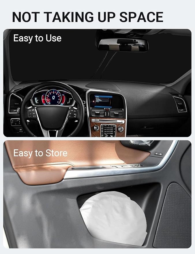 Proadsy Custom Fit 2010-2017 Volvo XC60 Windshield Sun Shade, Blocks Heat | 240T Heat Shield, Drops Temp 54°F, Blocks 99% UV, Prevents Dashboard Cracking, Summer Parking & Beach Trips, Easy Twist-Fold - Image 9