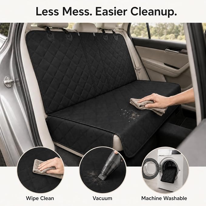 Dog Car Seat Protector, Back Seat Cover for Dogs, SUV & Car Seat Covers 54" | Fits compact SUVs, sedans; protects rear bench and car interior from pet hair, kid spills - Image 9
