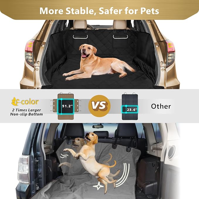 F-Color SUV Cargo Liner for Dogs - Trunk Cover with Bumper Flap Protector | Waterproof Pet Cargo Cover with Side Flaps, Non-Slip Trunk Mat, Rear Dog Car Seat Cover Prevents Scratches Pet Hair Mud Dirt - Image 8
