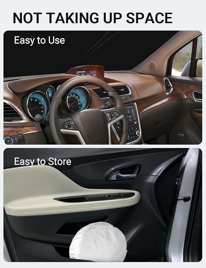 Proadsy Custom Fit 2018-2022 Buick Encore Windshield Sun Shade, Blocks Heat | 240T Heat Shield, Drops Temp 54°F, Blocks 99% UV, Prevents Dashboard Cracking, Summer Parking & Beach Trips, Easy Twist-Fold - Image 9