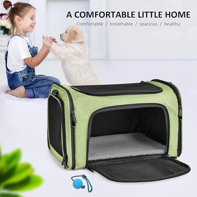 Henkelion Large Cat Carriers Dog Carrier Pet Carrier for Large Cats Dogs Puppies up to 25Lbs, Big Dog Carrier Soft Sided, Collapsible Travel Puppy Carrier - Large - Green - Image 7