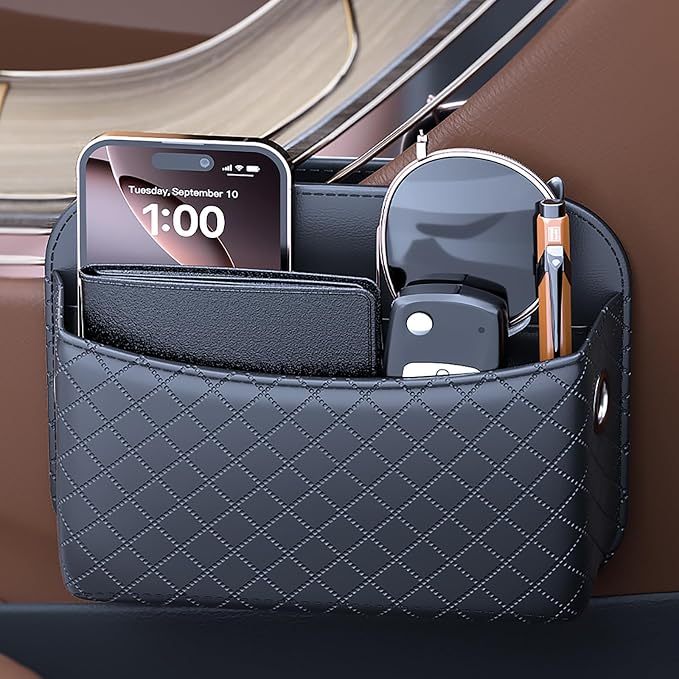 2 PCS Car Seat Side Storage Pocket Organizer Holder for Auto Door, Console, Vehicle Seat Gap Filler Tray Bag for Phone, Pen, Key, Sunglass, Invoice, Car Registration, Notepad, Card, USB Data Line - Image 9