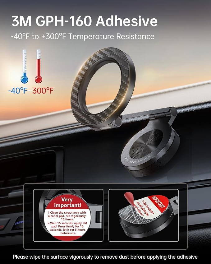 SYNCWIRE for MagSafe Car Mount 【360° Rotation】 Magnetic Phone Holder for Car, Adjustable Metal Arm, Car Magnet Phone Mount for Dashboard, Car Accessories Fit iPhone 17 16 15 14 13 Pro Max &All Phones - Image 8