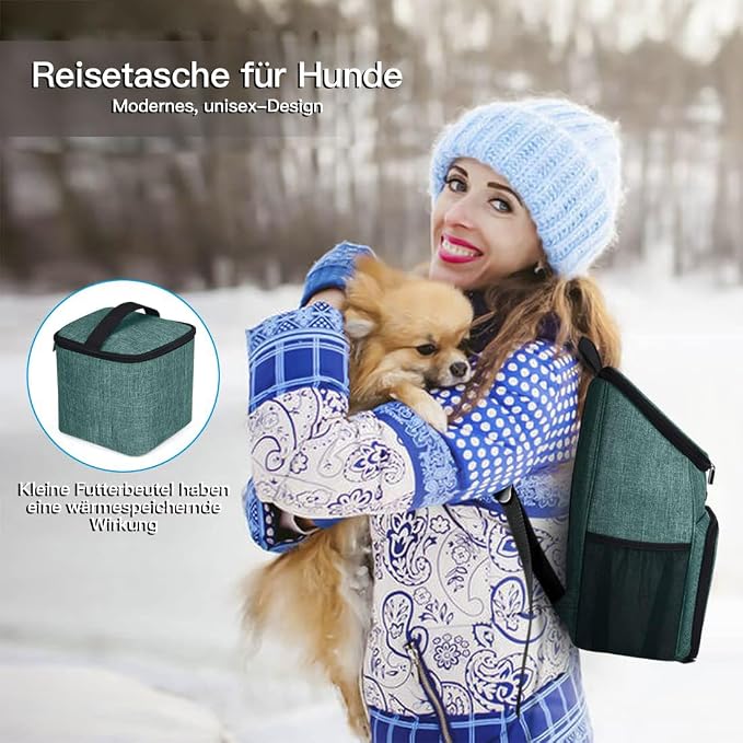 BAGLHER丨Dog Travel Bag, Airline Approved Pet Supplies Backpack, Dog Travel Backpack Accessories Set with 2 Silicone Collapsible Bowls and 2 Food Baskets. Green - Image 7