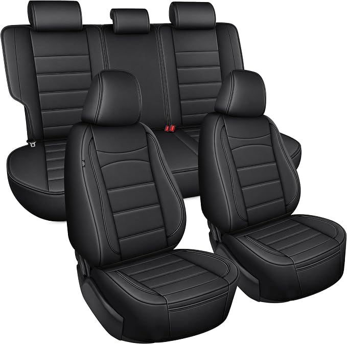IKABEVEM Custom for Honda Civic 2022-2026 Seat Covers 11th Gen Full Set Luxury Faux Leather Car Seat Protector Interior Accessories(Black) - Image 8