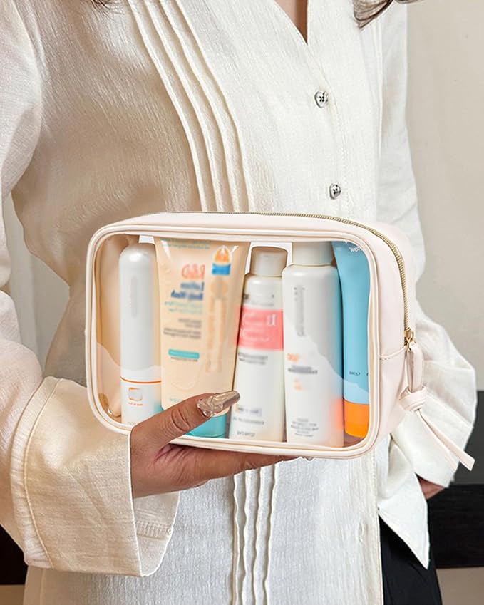 3Pcs Travel Clear Makeup Bag Set for Women, Transparent Toiletry Bag with Zipper Portable Makeup Pouch Organizer Waterproof Small Cosmetic Bag Compact Car Bag Organizer Car Accessories (White Set) - Image 8