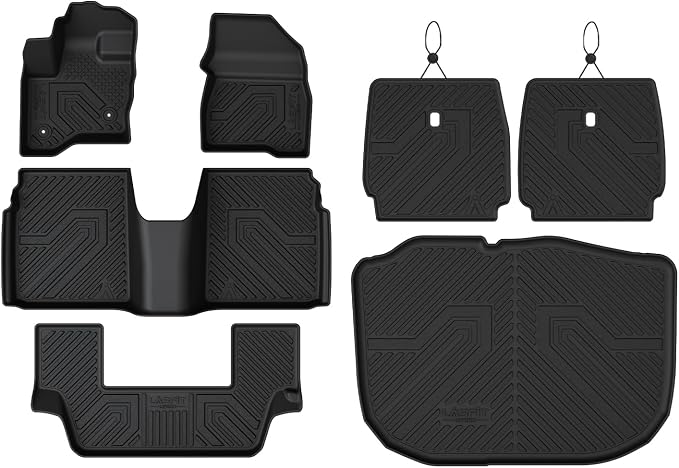 LASFIT Floor Mat Set for 2009–2019 Ford Flex & 2010–2019 Lincoln MKT | Custom Fit All Weather Floor Mats Cargo Liner & Seat Back Protectors – Premium TPE Interior Full Coverage Protection 3 Rows - Image 9