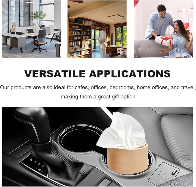 4 PCS Car Tissue Holder, Refillable Round Napkins Containers with Papers Inside, Convenient Travel Tissue Tubes Facial Paper Towel Cylinders for Vehicle Cup Holders (Kraft) - Image 6
