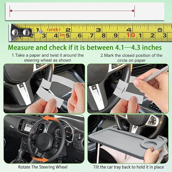 Car Steering Wheel Desk, Portable Car Tray, Durable Multi-Functional Travel Workstation with Cup Holder, Car Essentials Portable Laptop Tray & Eating Table for Most Vehicles Road Trip (Grey) - Image 6