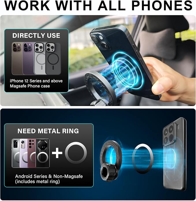 Dual-End Car Phone Holder for Toyota RAV4 2026 Accessories 10.5-Inch Screen | Strong Magnetic Cell Phone Mount for Magsafe iPhone, 360° Hands-Free No Air Vent Blockage One-Hand Operation Stable Stand - Image 8