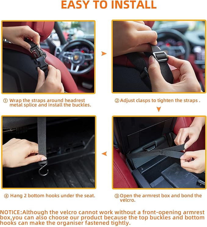 WLLWOO Car Net Pocket Organizer Purse Holder Console Front Seat Storage | Multi Pocket Car Seat Organize Bag Handbag Holder Between Seats Back Barrier - Image 7