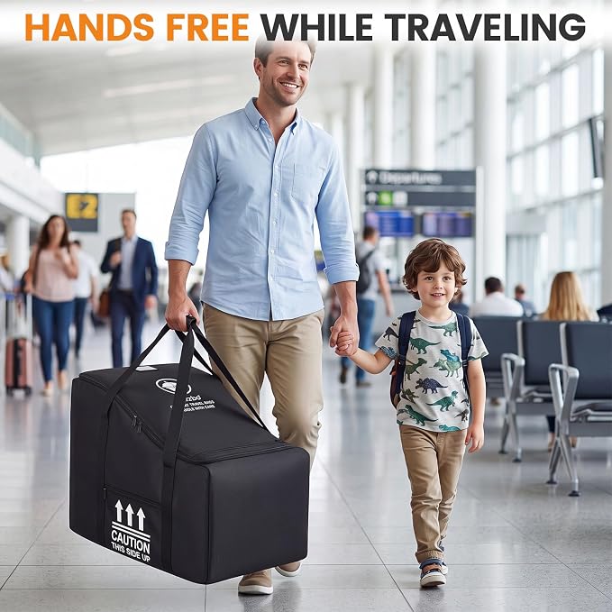 Orzbow Infant Padded Car Seat Bag Fit Carseat and Anti-Rebound Base, Black | Carseat Travel Bag for Airplane Compatible with Nuna Pipa/Graco/Chicco, Side Pocket for Gate Check Baby Essentials - Image 7