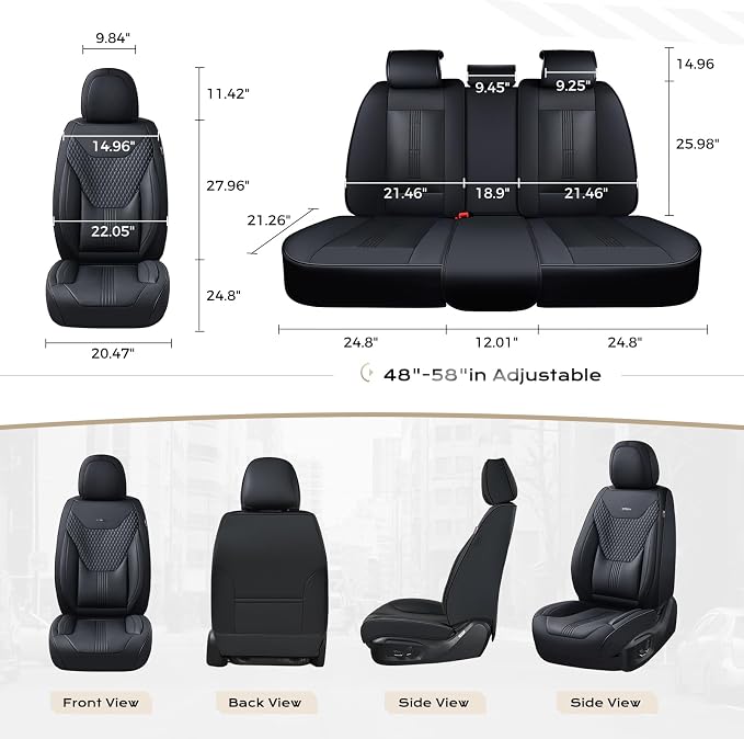 Coverado Car Seat Covers with Lumbar Support, Front Covers for Cars, Universal Automotive Seat Cover, Waterproof, Leather Car Seat Cushion, Interior Seat Protectors for Most Cars - Image 6