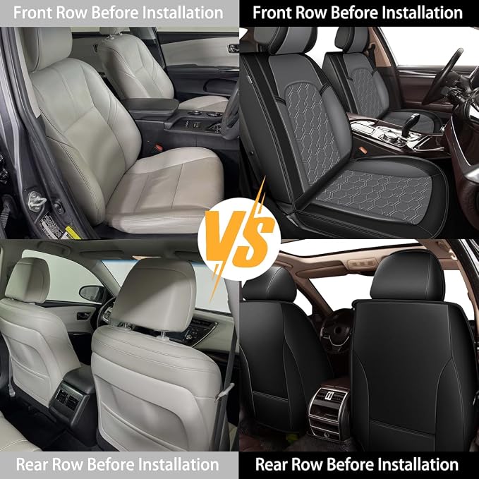Front Seat Covers for Nissan Rogue Sport 2017-2022 Faux Leather | Waterproof Breathable Scratch Resistant 360° Wrap Airbag Compatible Easy Clean (2 Seats,Black & Grey) - Image 7